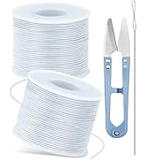 2 Rolls FIVEIZERO White Elastic Bracelet String Total 330 Feet,1mm,1.2mm,1.5mm Elastic Cord for B...