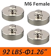 MUTUACTOR 92lbs Strong Magnets Heavy Duty,4pack Powerful Rare Earth Magnets M6 Female Thread,Neod...