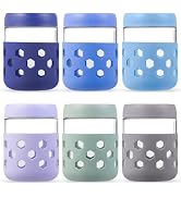 Gemice 6-Pack 16oz Glass Mason Jars with Silicone Sleeves, Airtight BPA-Free Overnight Oats Conta...
