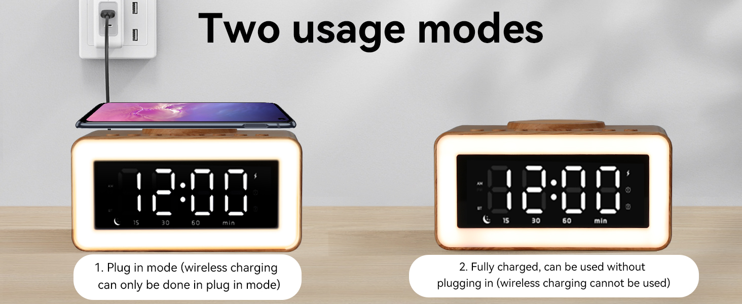 alarm clock digital hatch bluetooth for bedroom smart clocks aesthetic wireless charging speaker