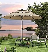 Ayge 9ft 3-Tier Large Outdoor Patio Umbrella Market Table Umbrella-UV Resistant,Easy Push Button ...