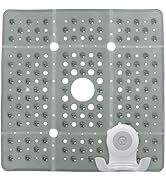 SlipX Solutions Extra Large Square Shower Mat (27"x27") (Translucent Gray) &amp; On The Dot Power Loc...