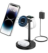 Magnetic Wireless Charging Station for Apple Series, 3-in-1 Standard 15W Fast Phone Charger Stand...