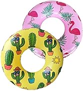 Pool Tubes for Kids, Inflatable Pool Ring Floats, Flamingo Swim Ring, Cactus Swim Tube, Funny Poo...