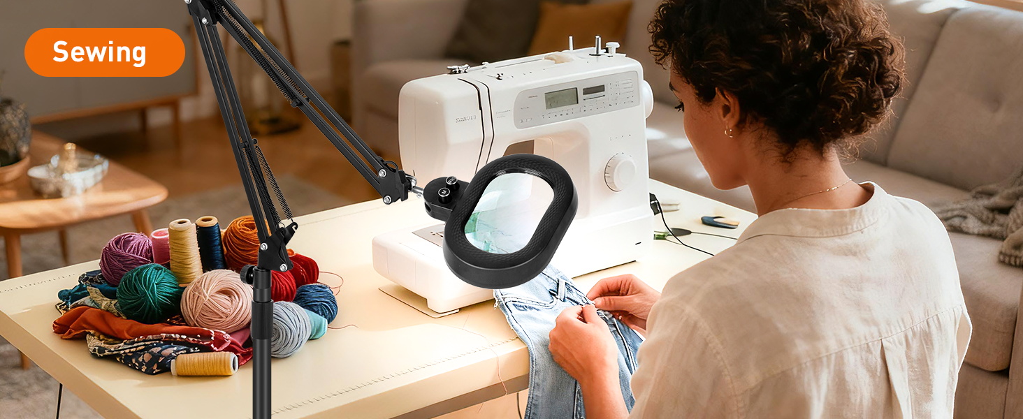 magnifying floor lamp lighted magnifier needlepoint light aesthetic lamp Sewing embroidery light