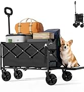 Geisoun Collapsible Wagon with Wheels &amp; Tailgate, 350LBS Wagons Carts Foldable Heavy Duty, Lightw...