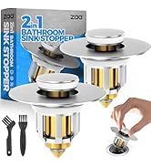 zaa 2 Pack Bathroom Sink Stopper,Universal 2 in 1 Pop Up Bathroom Sink Drain Strainer with Anti-C...