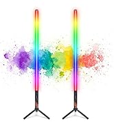 LUXCEO 2Pack RGB Tube Light Bar with Light Stand, Battery Powered LED Video Light Wand Stick for ...