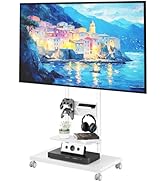 ECOTINY Rolling TV Stand with Versatile Storage Pegboard for 50-90 inch TVs up to 154lbs, Height ...