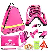 THINKWORK Car Emergency Kit for Teen Girl and Lady's Gifts, Pink Emergency Roadside Assistance ki...