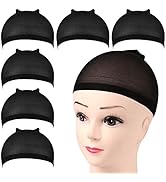 Fandamei Wig Caps, 6PCS Black Stocking Caps for Wigs, Stretchy Nylon Wig Caps for Women, Girls, K...