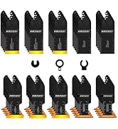 AMZWEI 50PCS Titanium Oscillating Tool Blades, Curved Edge Oscillating Saw Blades for Metal, Wood...