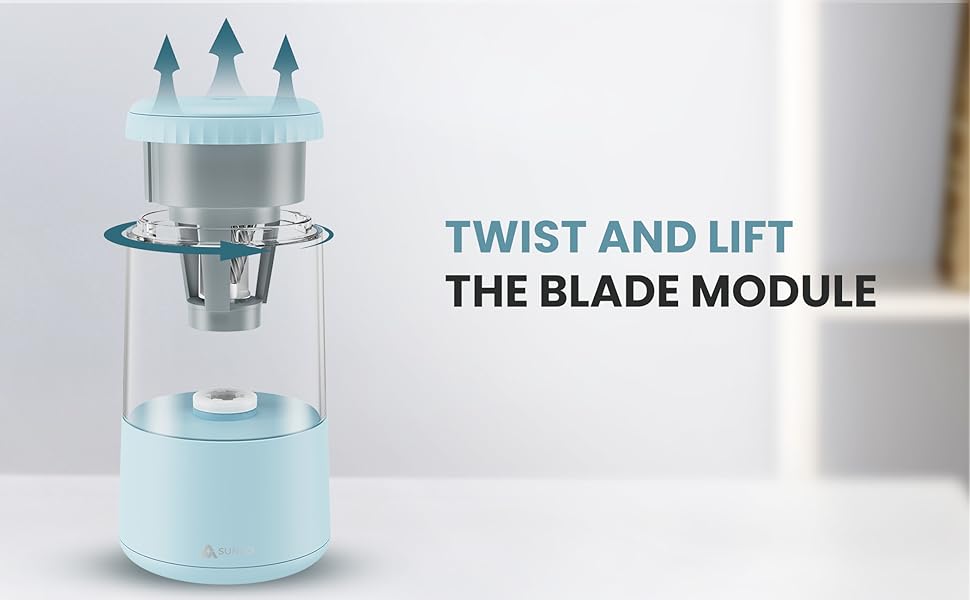 blue twist and lift the blade module