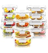 Bestfull 12 Pack Glass Food Storage Container Set with Lids Airtight Leakproof, Stackable Meal Pr...