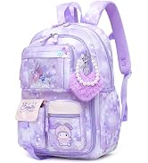 Alrisg Lovely Girls Backpack School Bag for Students Kids Book Bag with Multiple Pockets Splash-p...