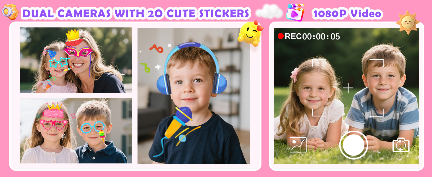 Kids Mobile Phone Toy with Dual Cameras, 2.8 Inch Touchscreen, Music Player, Games with 32 GB Card