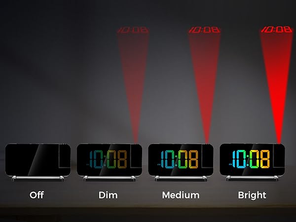 Projection Alarm Clock,7.4 in LED Mirror Digital Clocks Projection on Ceiling Wall,RGB Night Light