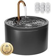 MISFANS Ceramic Cat Water Fountain - 2.1L/71oz - All-Ceramic Body &amp; Pure Copper Water Spout - Non...