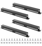 4 Pack 19 Inch 1U Server Rack Cable Management -24 Slot Horizontal Rack Mount Cable Manager with ...