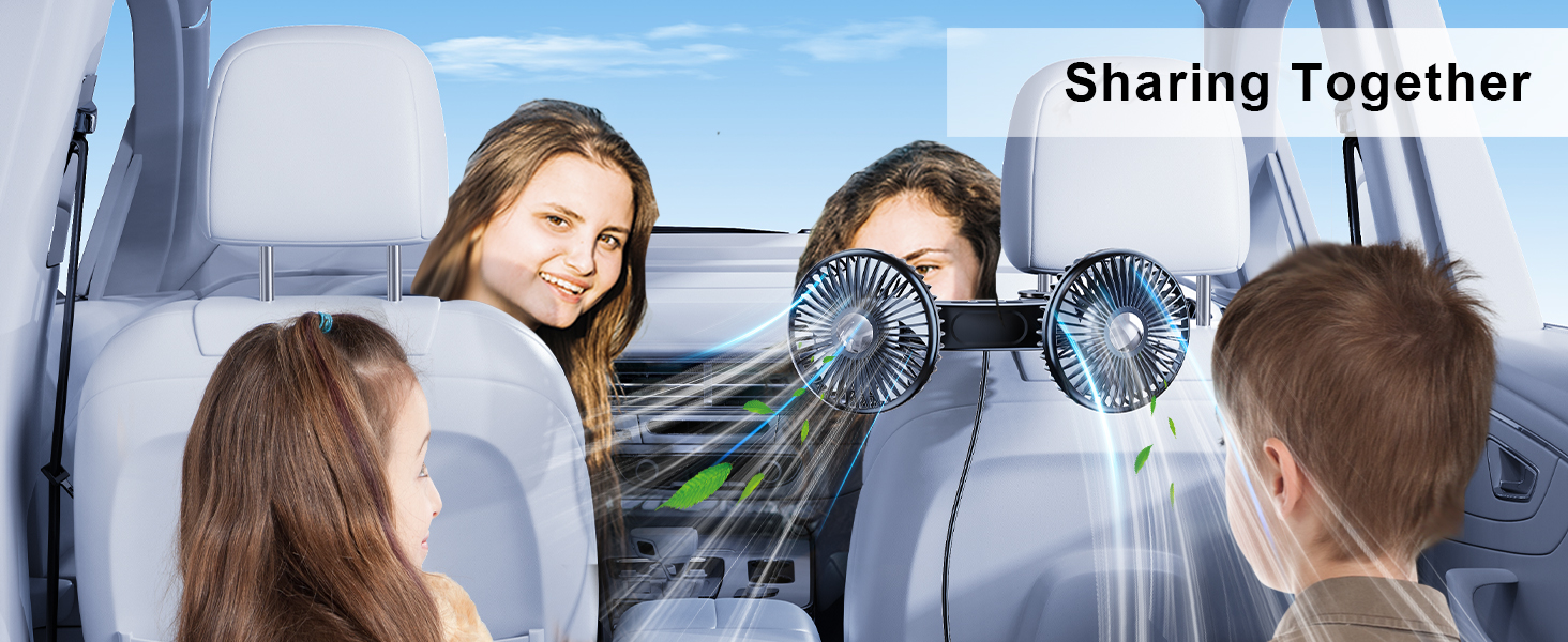 DICMKY Dual Head Car Cooling Fan for Back Seat