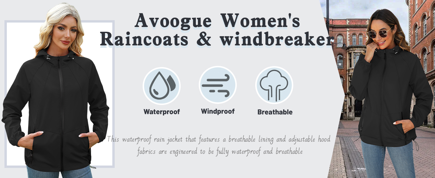 Avoogue Women&amp;#39;s Raincoats &amp;amp; windbreaker