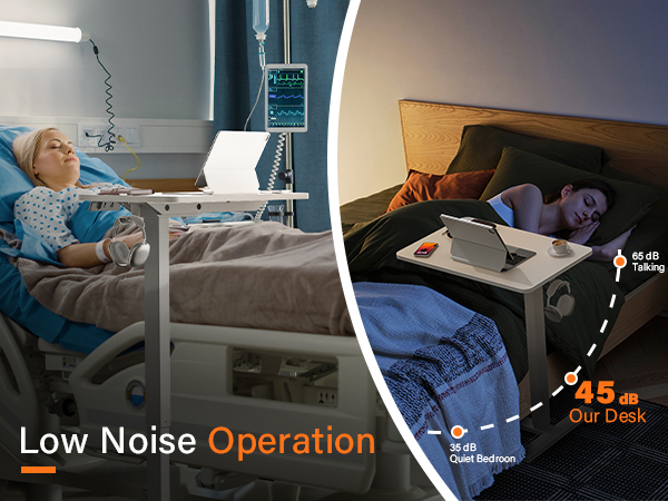 electric overbed bedside table height adjustable small