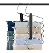 2 Pack Pants Hangers Space Saving Clothes Hangers 5 Layers, Non Slip Pant Hanger for Closet Organ...