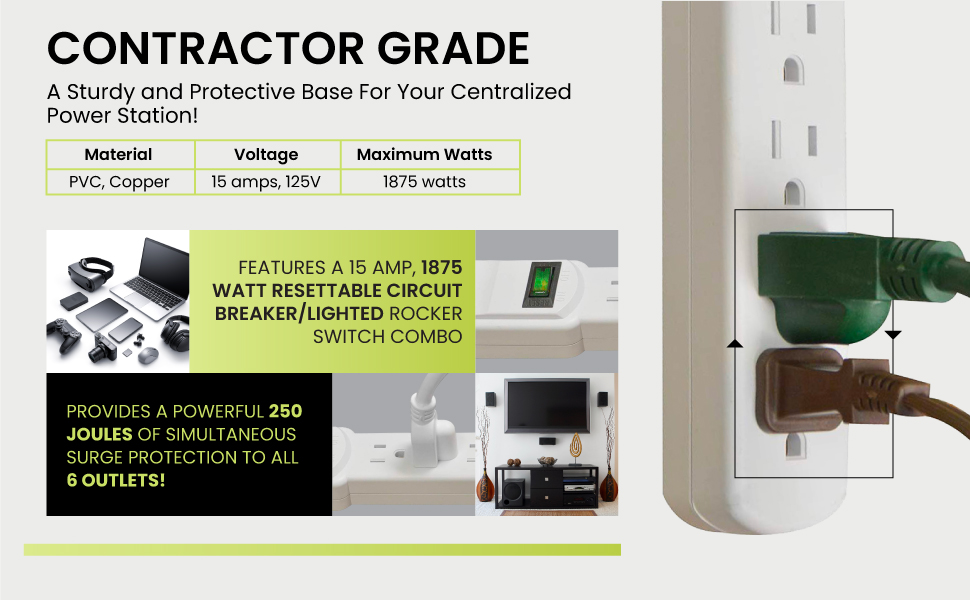 GoGreen Power GG-16106MS 6 Outlet Surge Protector with 6ft Cord