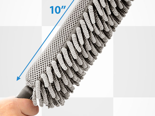 Car interior cleaning brush with soft microfiber strands and ergonomic handle