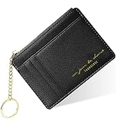 URAQT Credit Card Holder Wallet, Minimalist Leather Slim Change Wallet Zipper Coin Purse, Mini Cr...