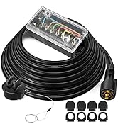 MICTUNING Heavy Duty 7 Way Trailer Cord Plug Connector with Transparent Cover 7 Gang Junction Box...