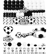 102PCS FIVEIZERO Silicone Beads for Keychain Making – Black and White Mixed Shapes Silicone Focal...