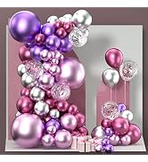 PartyWoo Pink and Purple Balloon Garland, 100 pcs Balloons Different Sizes Pack of 18 Inch 12 Inc...