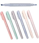 ZEYAR Cute Highlighters With Duals Tips, Cream Colors, Chisel Tip and Bullet tip, Aesthetic Highl...