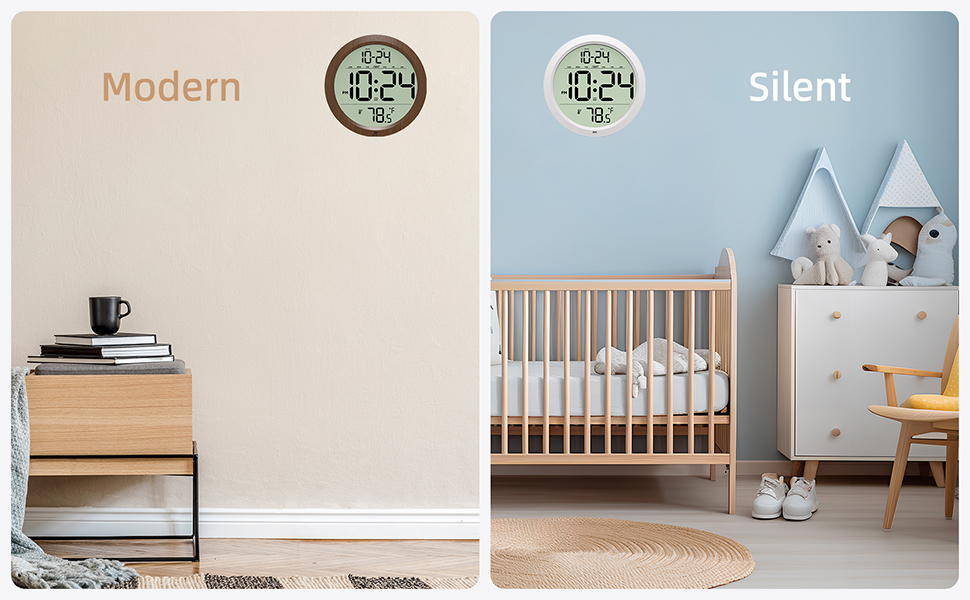 BATTERY-OPERATED DIGITAL WALL CLOCK – WOOD