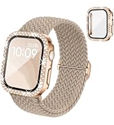 Braided Stretchy Band Compatible for Apple Watch Bands for Women and Case 40mm 41mm 42mm 44mm 45m...