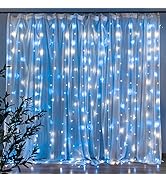 Qunlight Star 304 LED 9.8ftx9.8ft 30V 8 Modes,Window Curtain String Lights Wedding Party Home Gar...