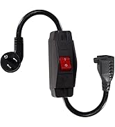 Short Outdoor Extension Cord with On/Off Switch - 8INCH Waterproof 3 Prong Extension Cord with In...