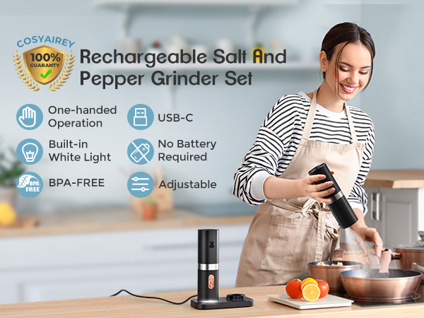 Electric Salt and Pepper Grinder Set