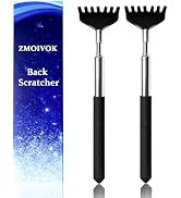 ZMOIVOK 2 Pack Back scratchers Set,Rubber Handles and Stainless Scratch Heads Back Scratcher Exte...