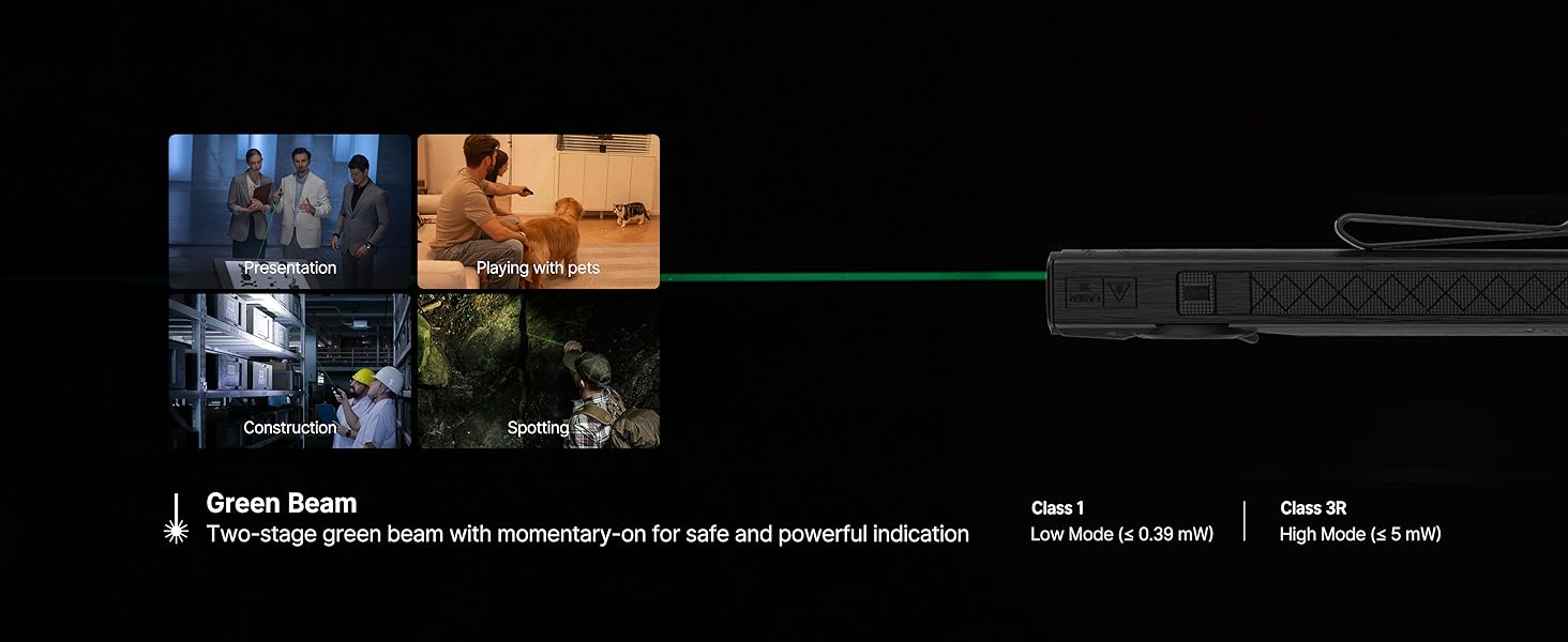 The Green Beam is bright for pointing out on walls and ceilings for work