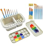 ZLY Paint Brush Cleaner,Paint Brush Basin with 10 PCS Paint Brushes,Paint Brush Holder and Organi...