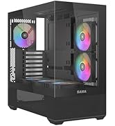 SAMA V40 ATX Mid Tower PC Case, 6 Pre-Installed 120mm ARGB PWM Fans, Dual Tempered Glass Panels, ...