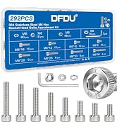 DFDU 292PCS M6 Hex Socket Head Cap Screw Assortment Kit 304 Stainless Steel | Metric Machine Bolt...