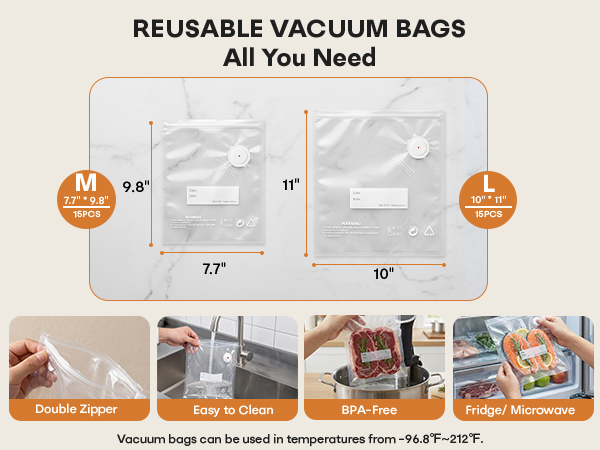 MZROT Handheld Food Sealer with REUSABLE VACUUM BAGS