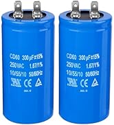 ZOWZEA 300uF/MFD CD60 Motor Start Capacitor 250VAC 50/60Hz for Electric Motor Starting 2 Pack