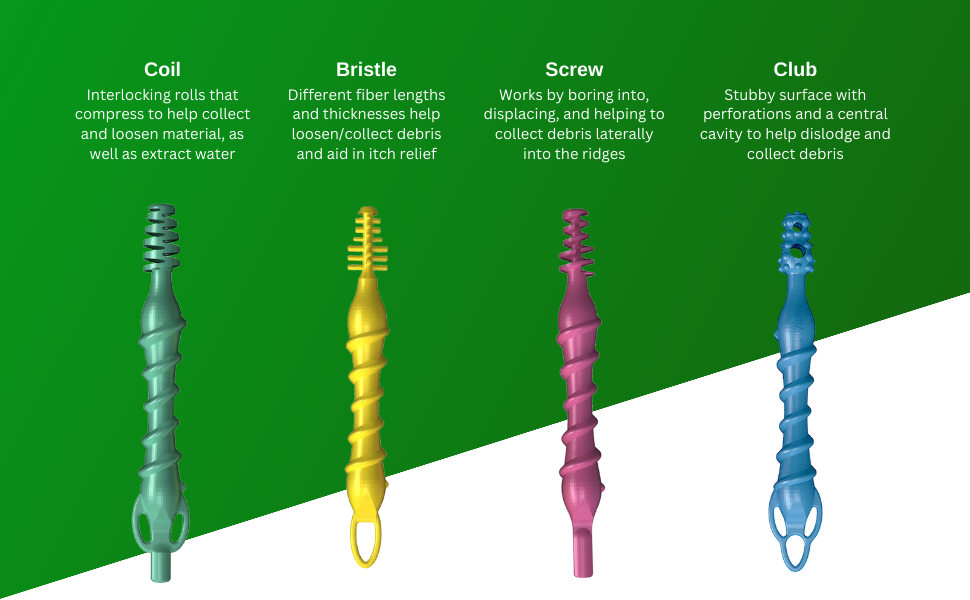 Includes coil, bristle, screw, and club
