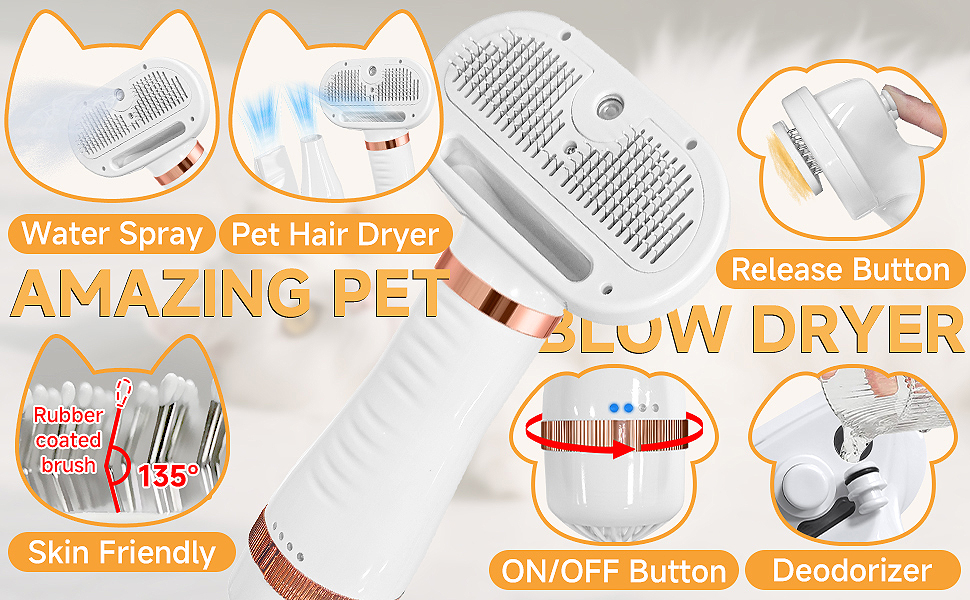 5 In 1 Steam Cat Dog Brush