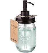 SheeChung 16 Oz Mason Jar Liquid Soap Dispenser, Glass Hand Soap Dispenser, Stainless Steel Pump ...