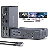 JCYMELE Thunderbolt Docking Station 3 Monitors 4K@60Hz for M1 M2 M3 M4 MacBook Pro/Air with Displ...